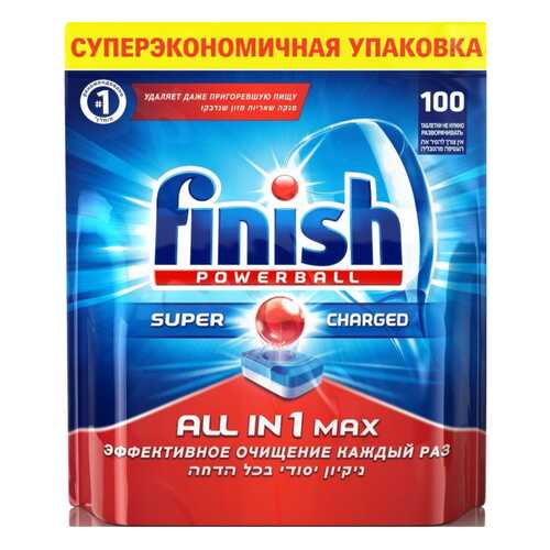Таблетки для посудомоечной машины Finish all in 1 max super charged 100 штук в Фамилия