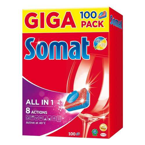 Таблетки для посудомоечной машины Somat all in one 100 штук в Фамилия