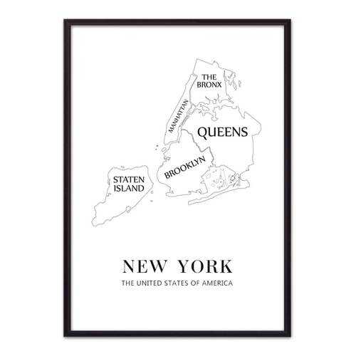 Постер в рамке New York карта 30х40 см в Фамилия