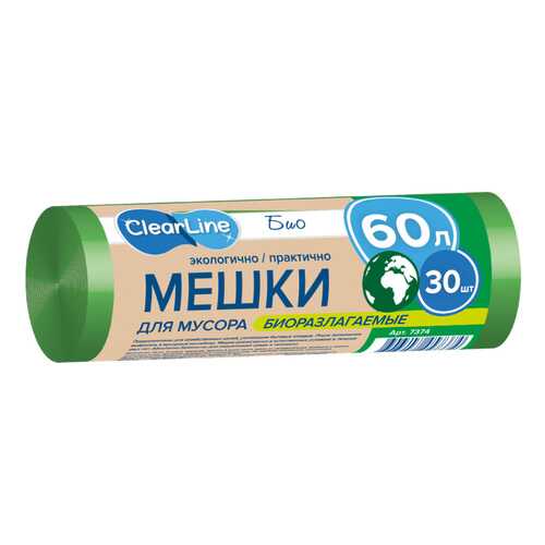 Мешки для мусора Clear Line Bio зеленые 60 л 30 шт в Фамилия