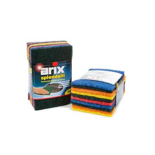 Губка для посуды Arix абразивная цветная 10х15 см 10 шт в Фамилия