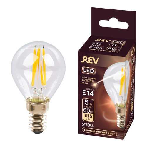 Лампочка светодиодная FILAMENT, шар E14 5W 2700K DECO Premium теплый свет в Фамилия