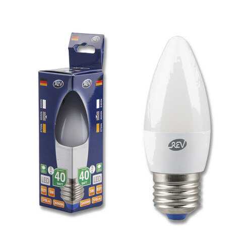 Лампочка светодиодная LED, свеча Е27 5W 4000K холодный свет в Фамилия