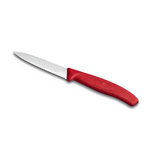 Нож для овощей VICTORINOX SwissClassic, лезвие 8 см с серрейторной заточкой, красный в Фамилия