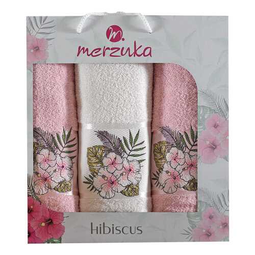 Набор полотенец Oran Merzuka hibiscus белый, розовый в Фамилия